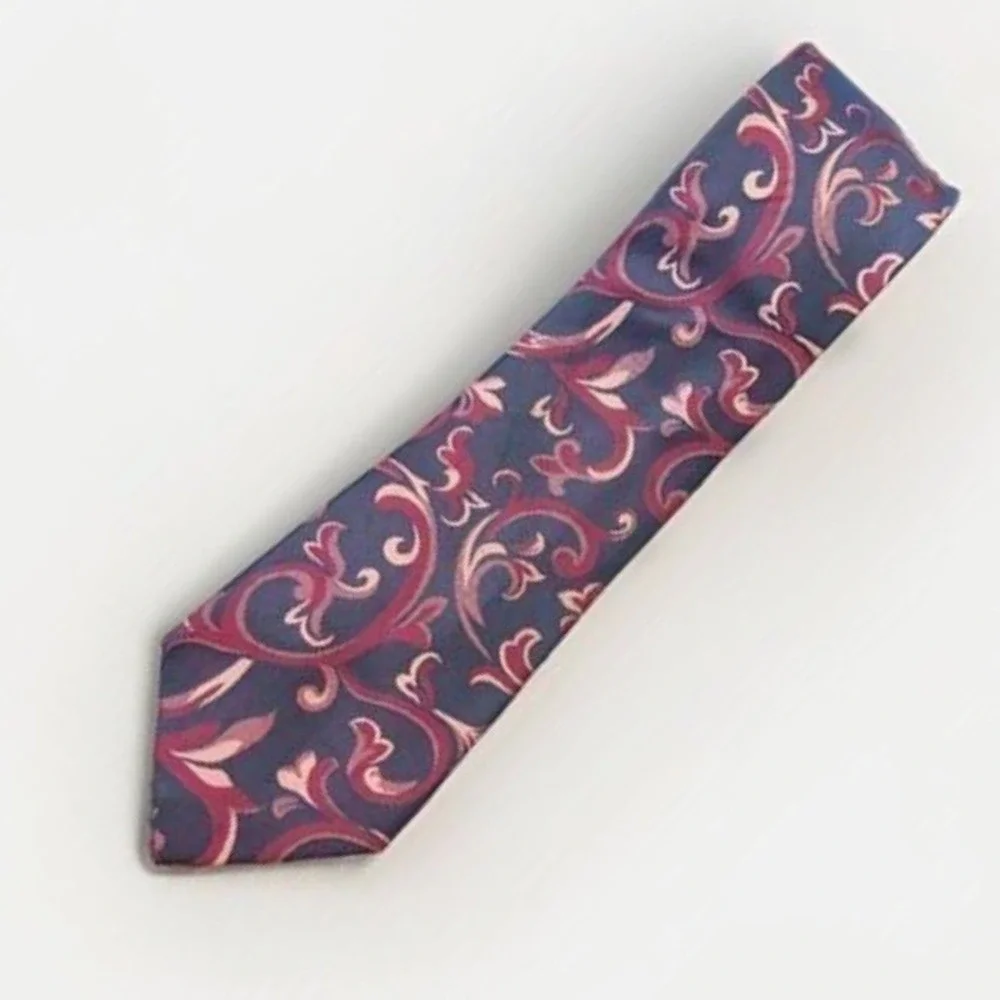 Alfani Men's Tie Dark Gray Red Floral Pattern‎ Silk Blend Business Formal